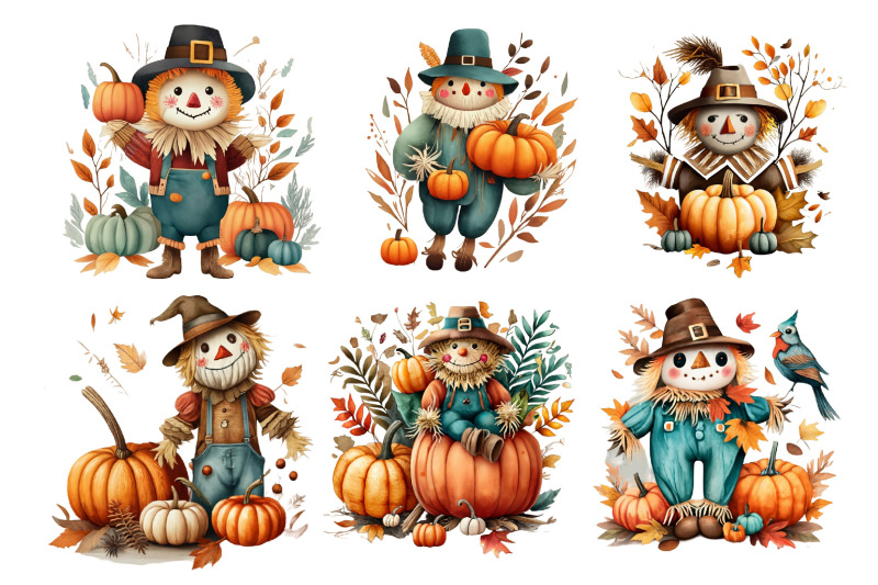 png-watercolor-fall-scarecrow-pumpkin