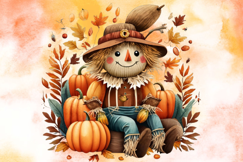 png-watercolor-fall-scarecrow-pumpkin