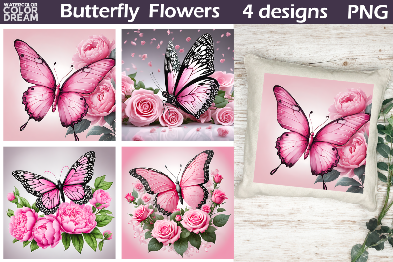 nbsp-pink-butterfly-with-flowers-png