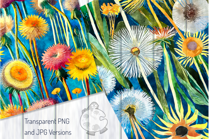 funky-dandelions-set-3-watercolor-digital-paintings