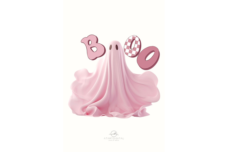 cute-pink-halloween-ghost-digital-design