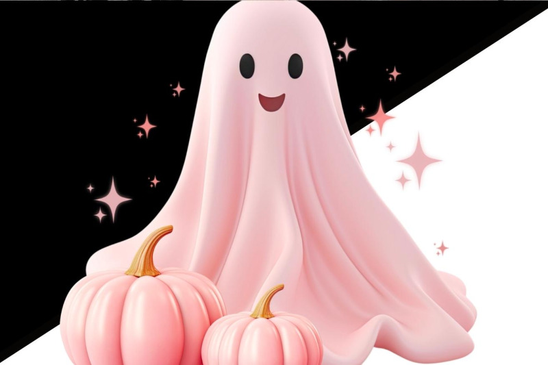 retro-halloween-pink-pumpkin-ghost