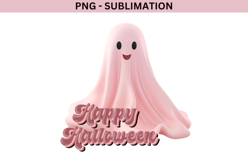 retro-pink-halloween-ghost-art