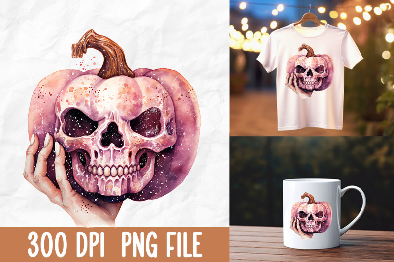breast-cancer-pink-glitter-pumpkin-skull