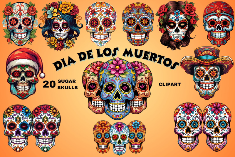 dia-de-los-muertos-sugar-skulls-clipart