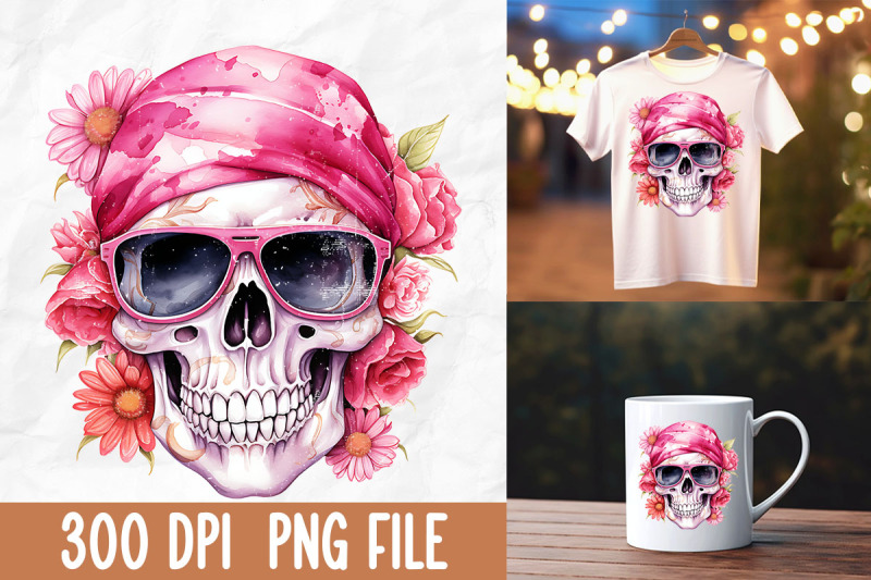 breast-cancer-pink-skull-wear-sunglasses