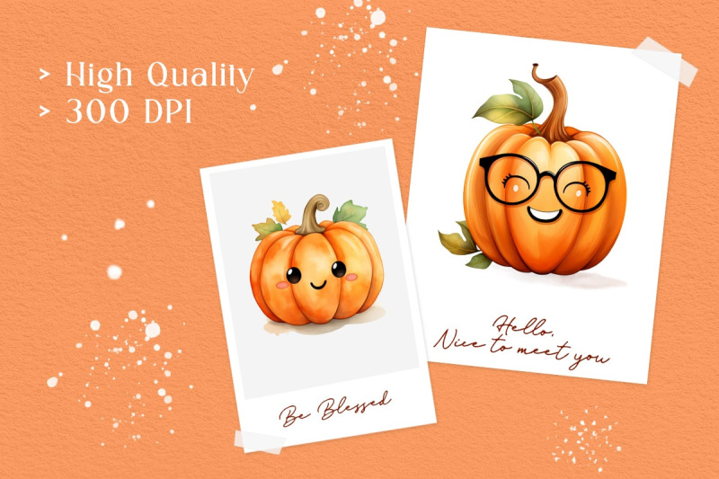 cute-pumpkin-face-character-png-watercolor-clipart-bundle