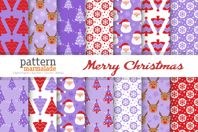 purple-christmas-digital-paper-bw009d