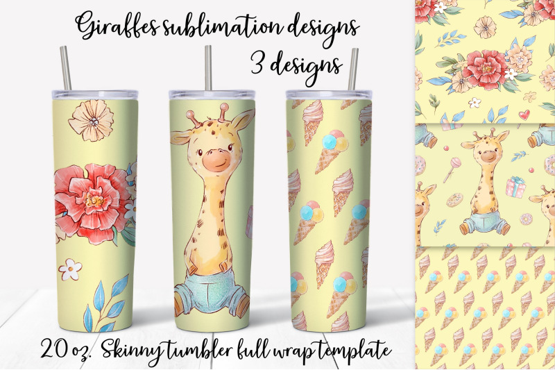 giraffe-sublimation-design-skinny-tumbler-wrap-design
