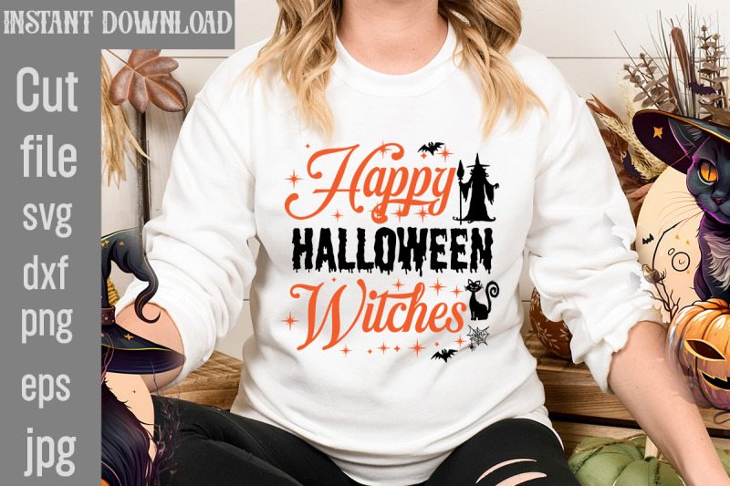 Happy Halloween Witches SVG cut file,Halloween svg Png Bundle, Retro H