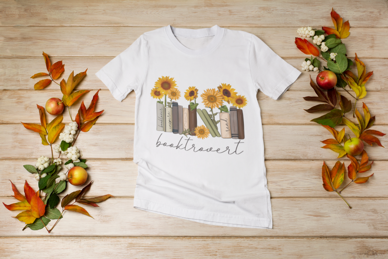 booktrovert-with-sunflowers-png-instant-download