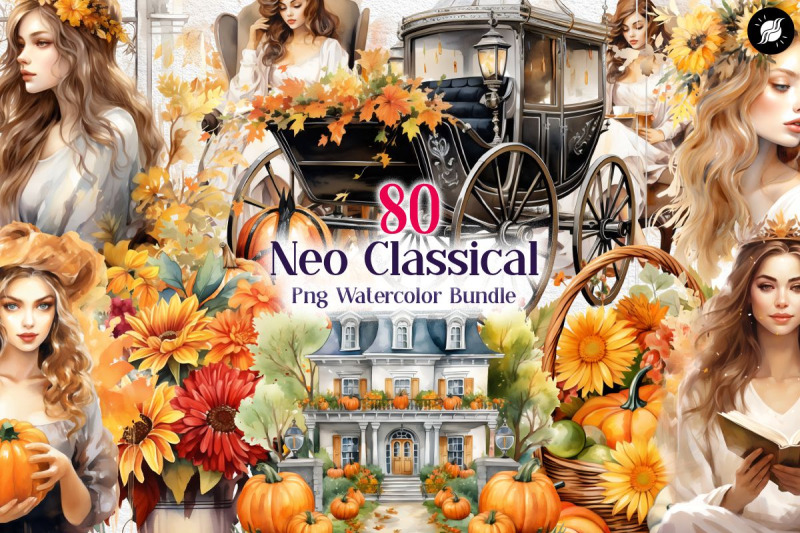 fall-of-neo-classical-watercolor-illustration-clipart-bundle