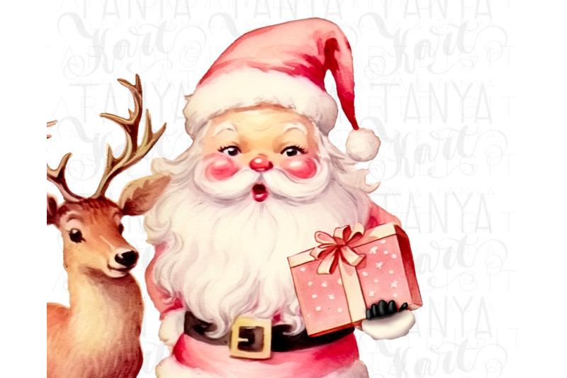 retro-pink-santa-claus-with-deer-design-for-holiday-crafting