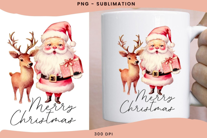 retro-pink-santa-claus-with-deer-design-for-holiday-crafting