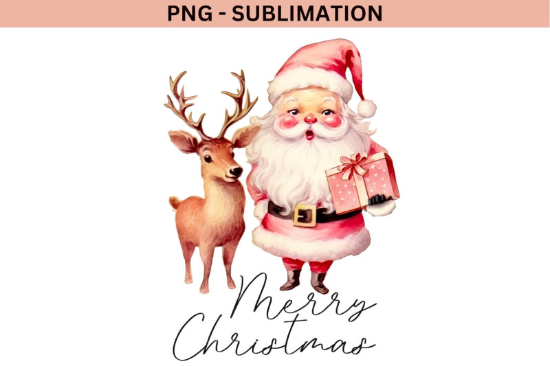 retro-pink-santa-claus-with-deer-design-for-holiday-crafting