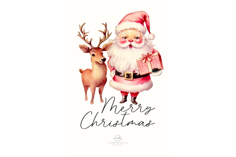 retro-pink-santa-claus-with-deer-design-for-holiday-crafting