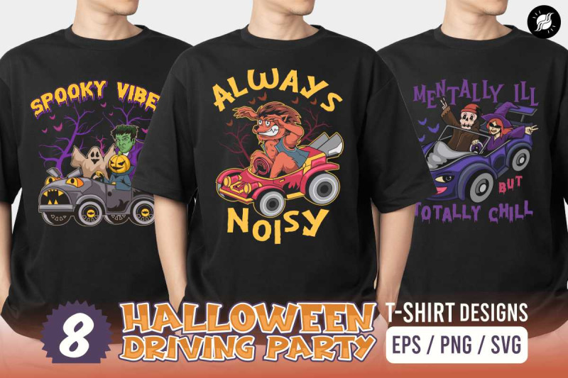 halloween-driving-party-horror-vector-t-shirt-designs