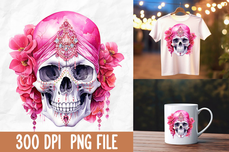 breast-cancer-pink-skull-warrior-flower