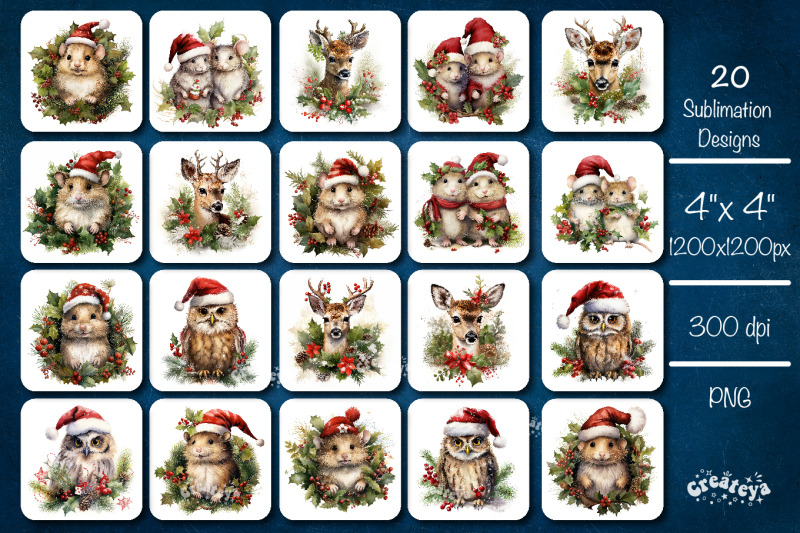 christmas-coaster-sublimation-bundle-square-coaster-design-snowman-3d