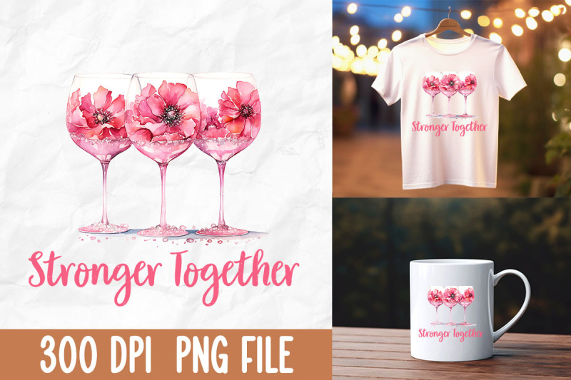 stronger-together-pink-wine-glass