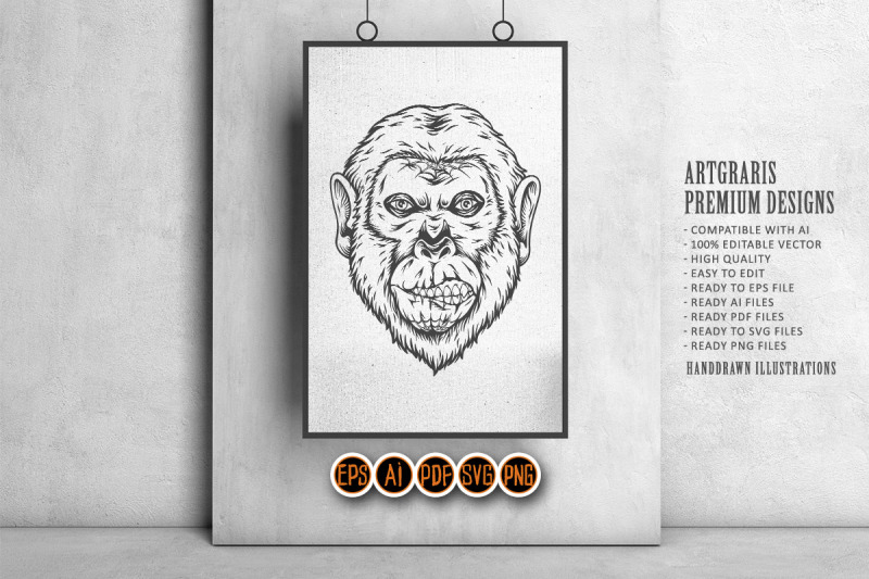 jungle-nightmare-zombie-monkey-outline