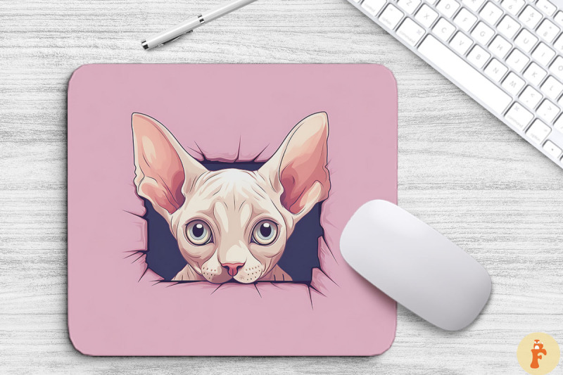 kawaii-peeking-sphynx-cat-mouse-pad