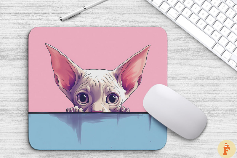 kawaii-peeking-sphynx-cat-mouse-pad