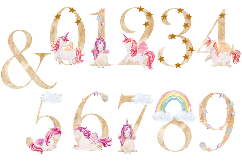 watercolor-alphabet-with-unicorns