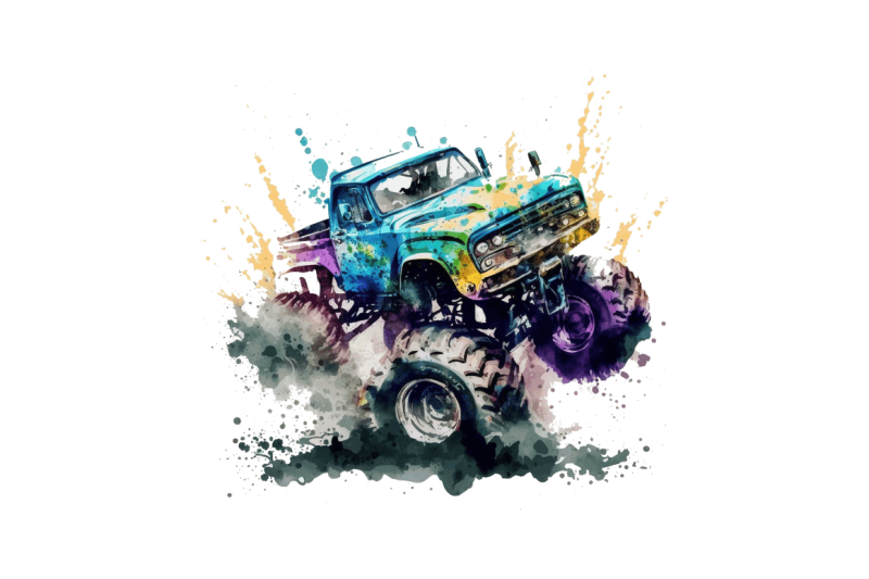 watercolor-monster-truck-bundle