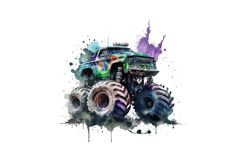 watercolor-monster-truck-bundle