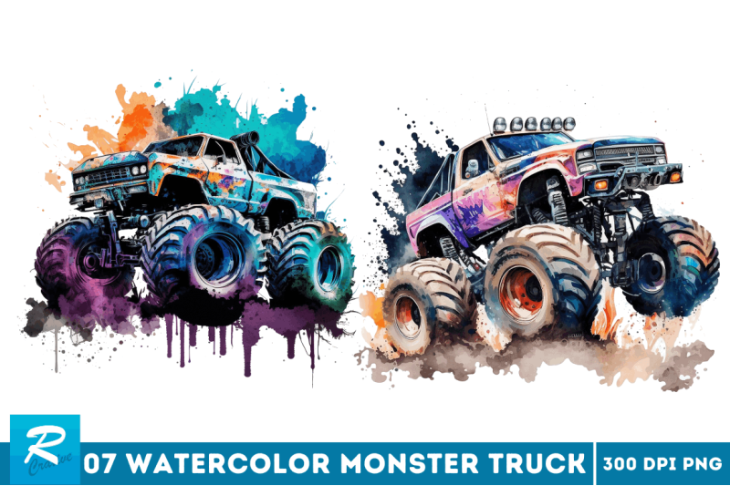 watercolor-monster-truck-bundle