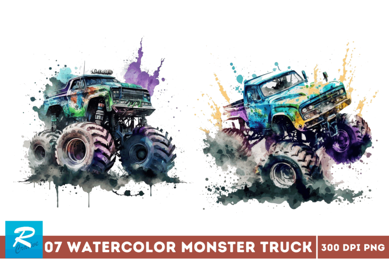 watercolor-monster-truck-bundle