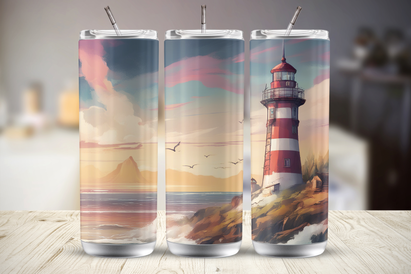 beach-lighthouse-20-oz-tumbler-wrap-sublimation-design