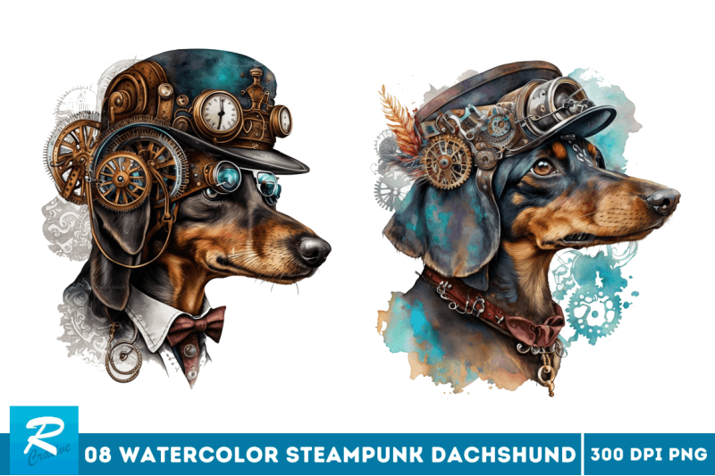 watercolor-steampunk-dachshund-bundle