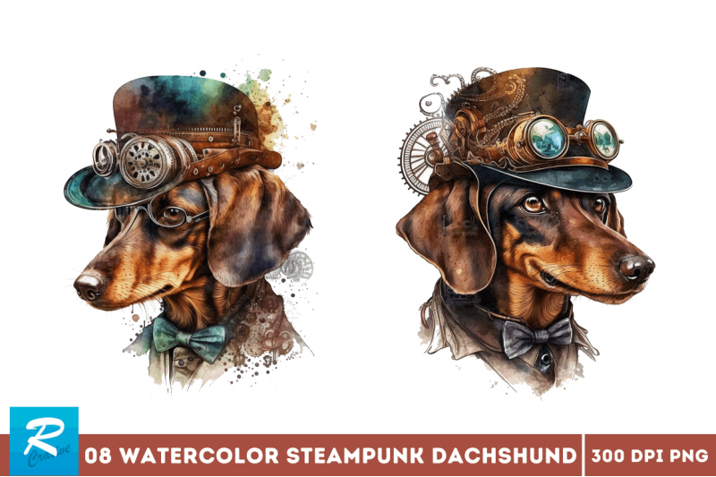 watercolor-steampunk-dachshund-bundle