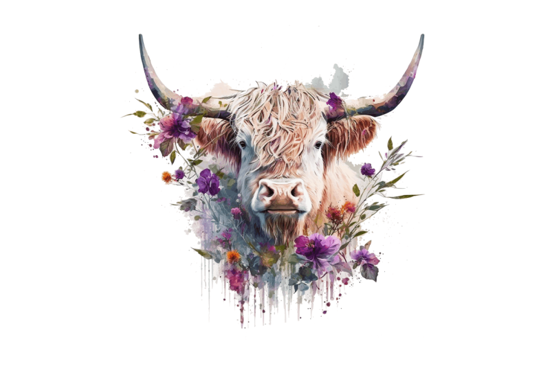 watercolor-floral-highland-cow-bundle