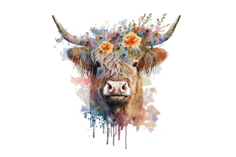 watercolor-floral-highland-cow-bundle