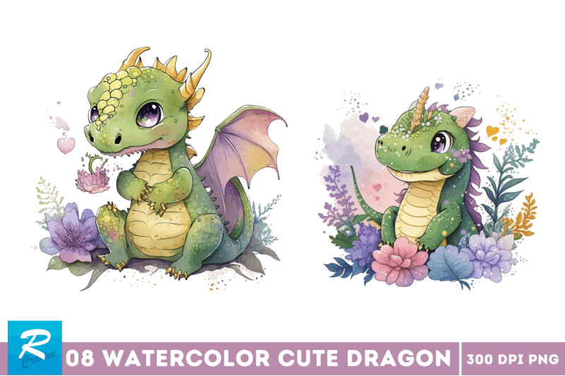 watercolor-cute-dragon-bundle