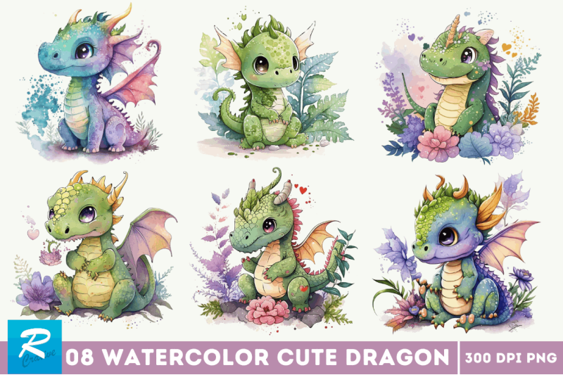 watercolor-cute-dragon-bundle