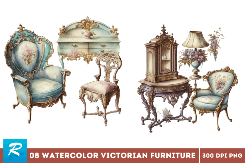 watercolor-victorian-furniture-bundle