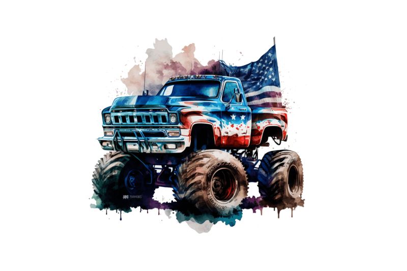 watercolor-american-monster-truck-bundle