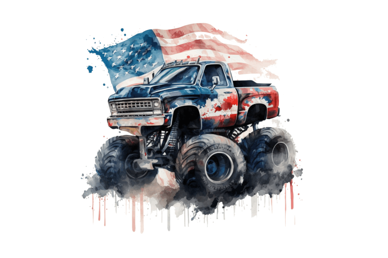 watercolor-american-monster-truck-bundle