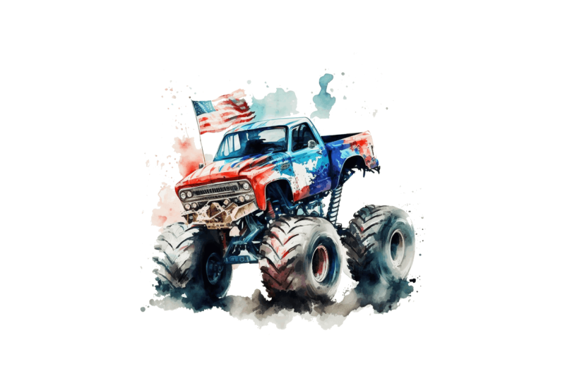 watercolor-american-monster-truck-bundle