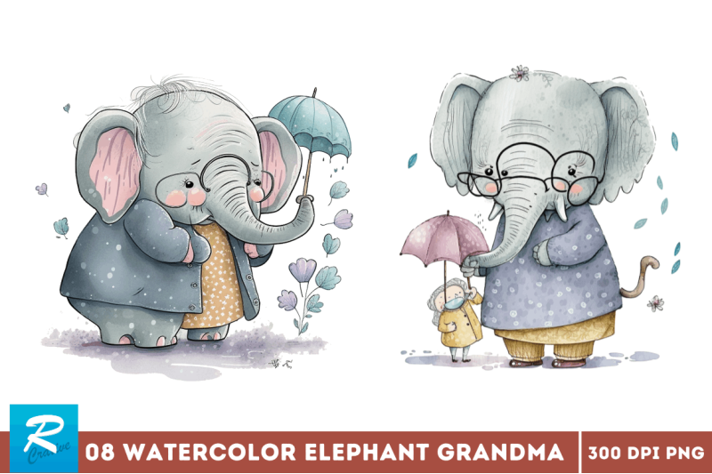 watercolor-cute-elephant-grandma-bundle