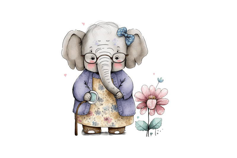 watercolor-cute-elephant-grandma-bundle