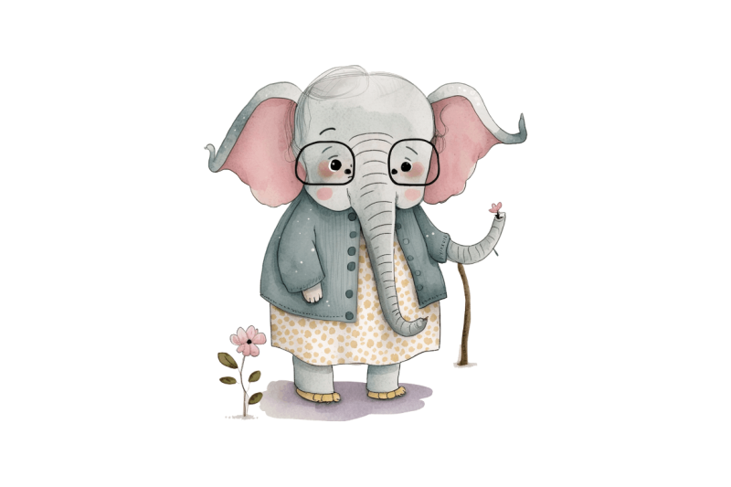 watercolor-cute-elephant-grandma-bundle