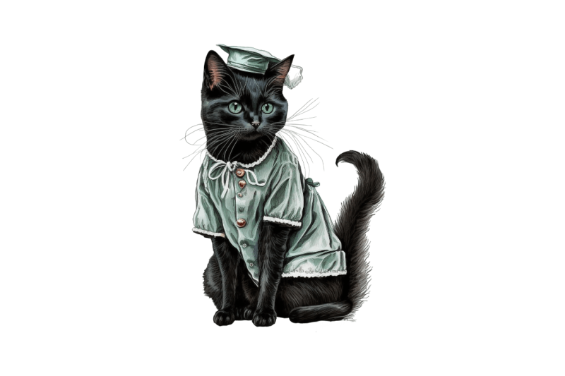 watercolor-black-cat-nurse-bundle