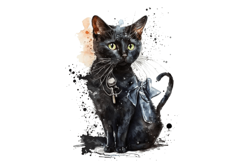 watercolor-black-cat-nurse-bundle