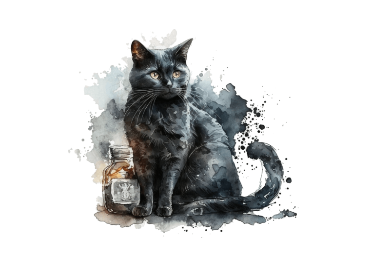 watercolor-black-cat-nurse-bundle