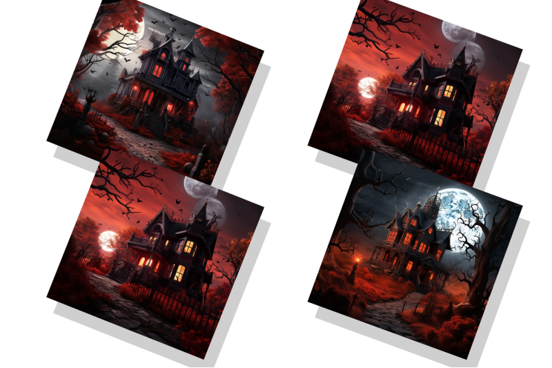 halloween-red-moon-gothic-house